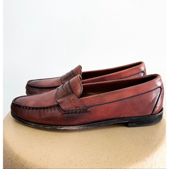 Allen Edmonds Men’s Walden Distressed Oxblood Moccasin Leather Loafer - Picture 1 of 12